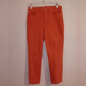 Lands End high rise slim size 8 women's jeans orange watermelon